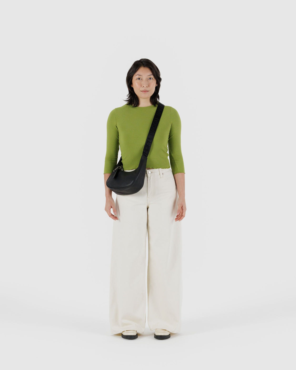 Small Recycled Leather Crescent Bag S0