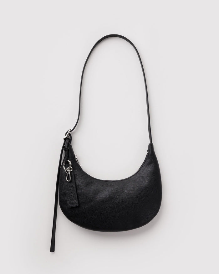 Small Recycled Leather Flat Crescent L8 - Black / OS