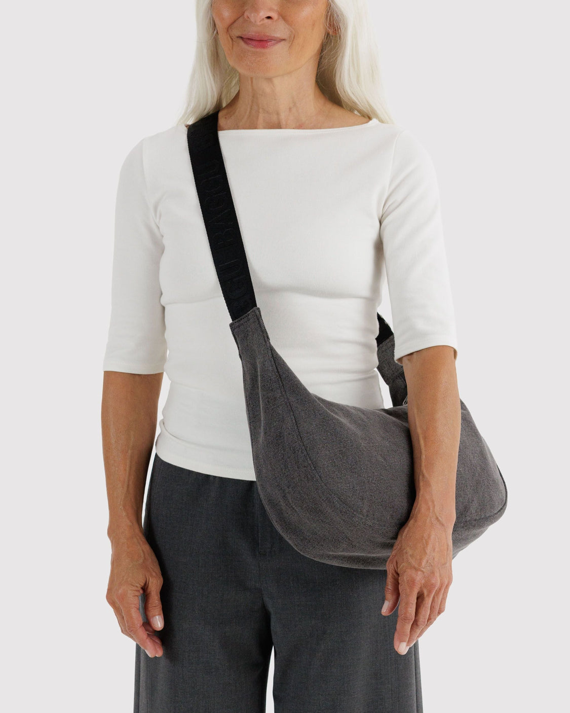 Medium Denim Crescent Bag V0