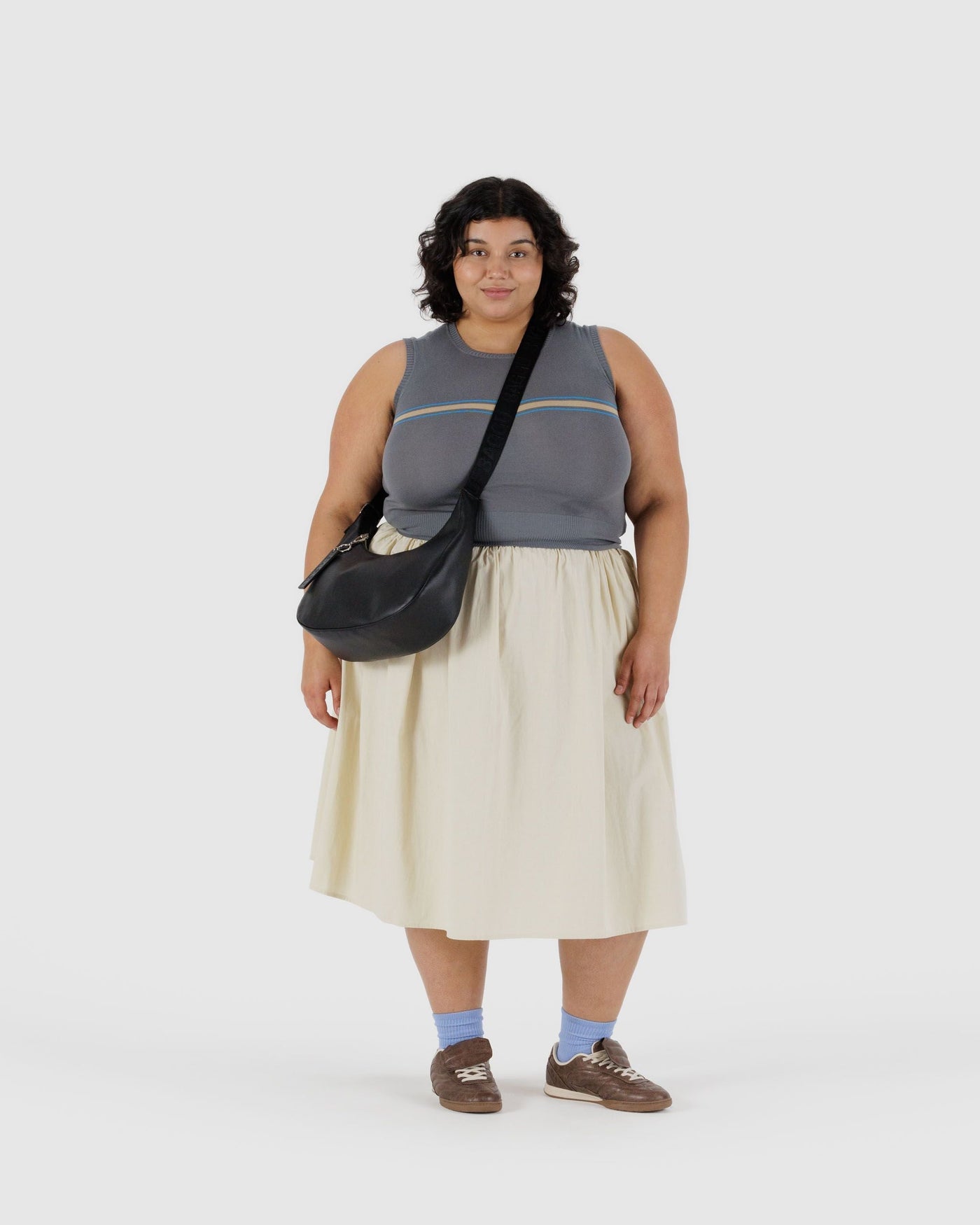Medium Recycled Leather Crescent Bag B7