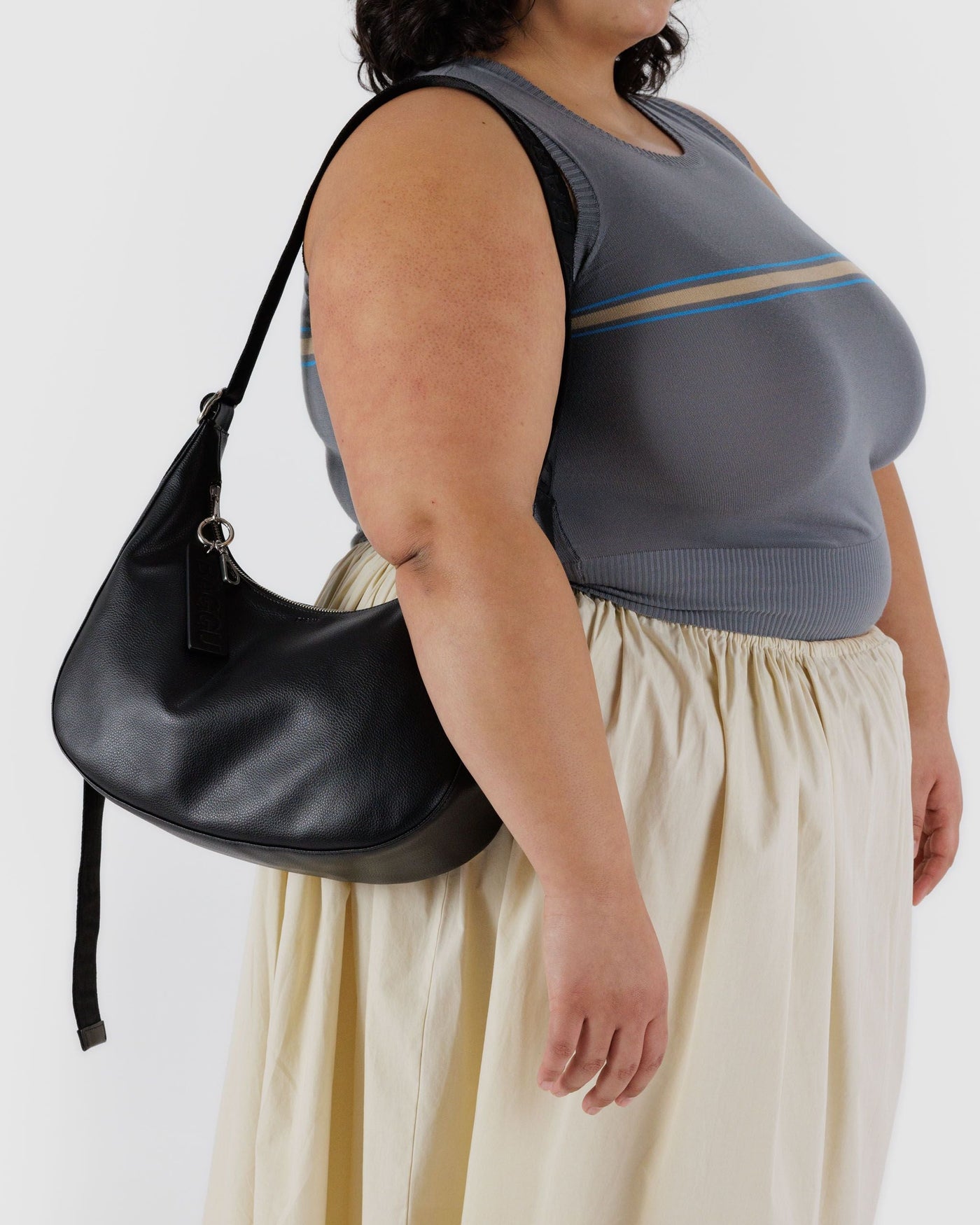 Medium Recycled Leather Crescent Bag B7