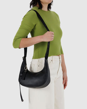 Small Recycled Leather Crescent Bag S0