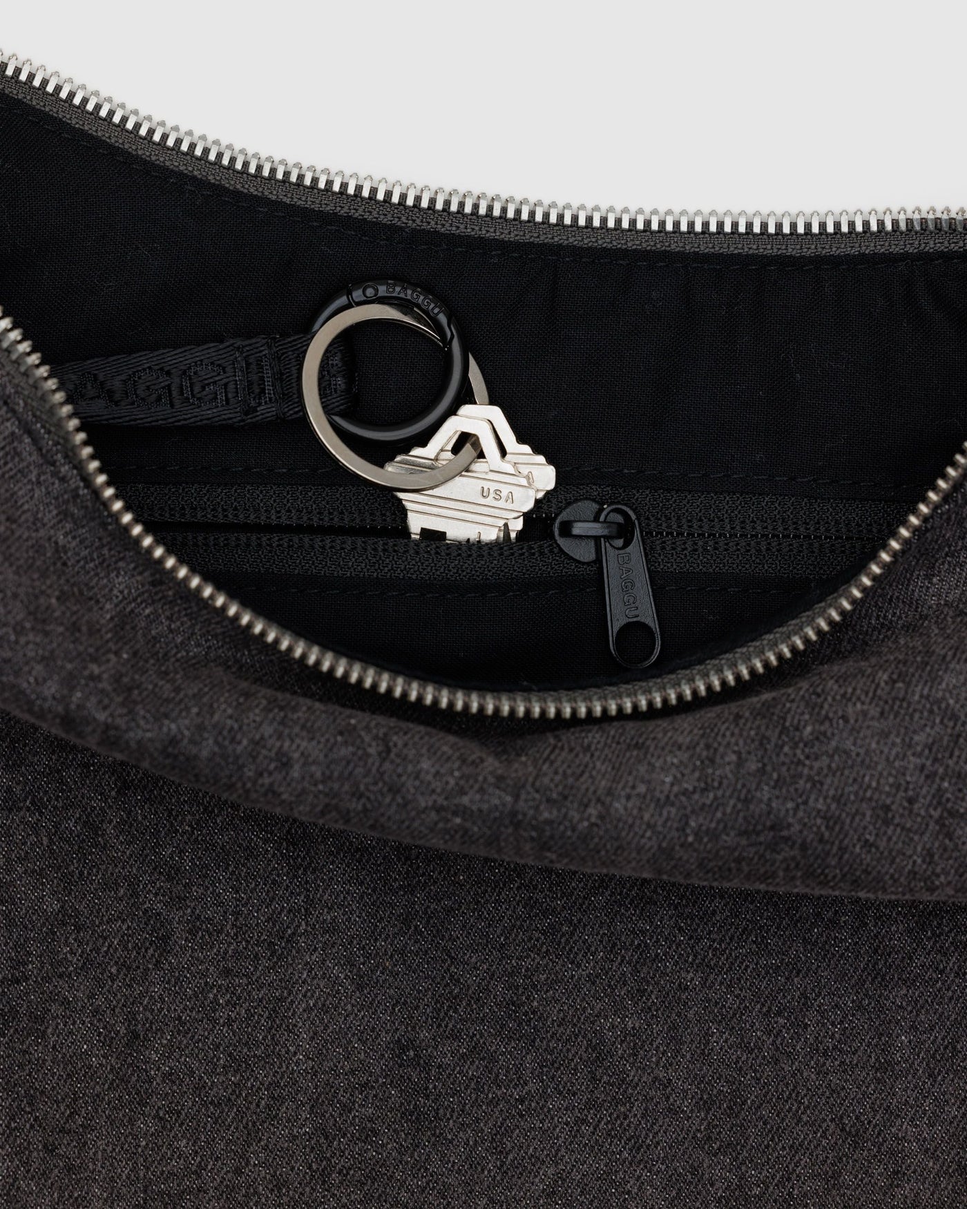 Medium Denim Crescent Bag V0