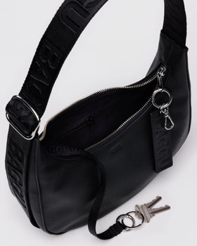 Small Recycled Leather Crescent Bag S0